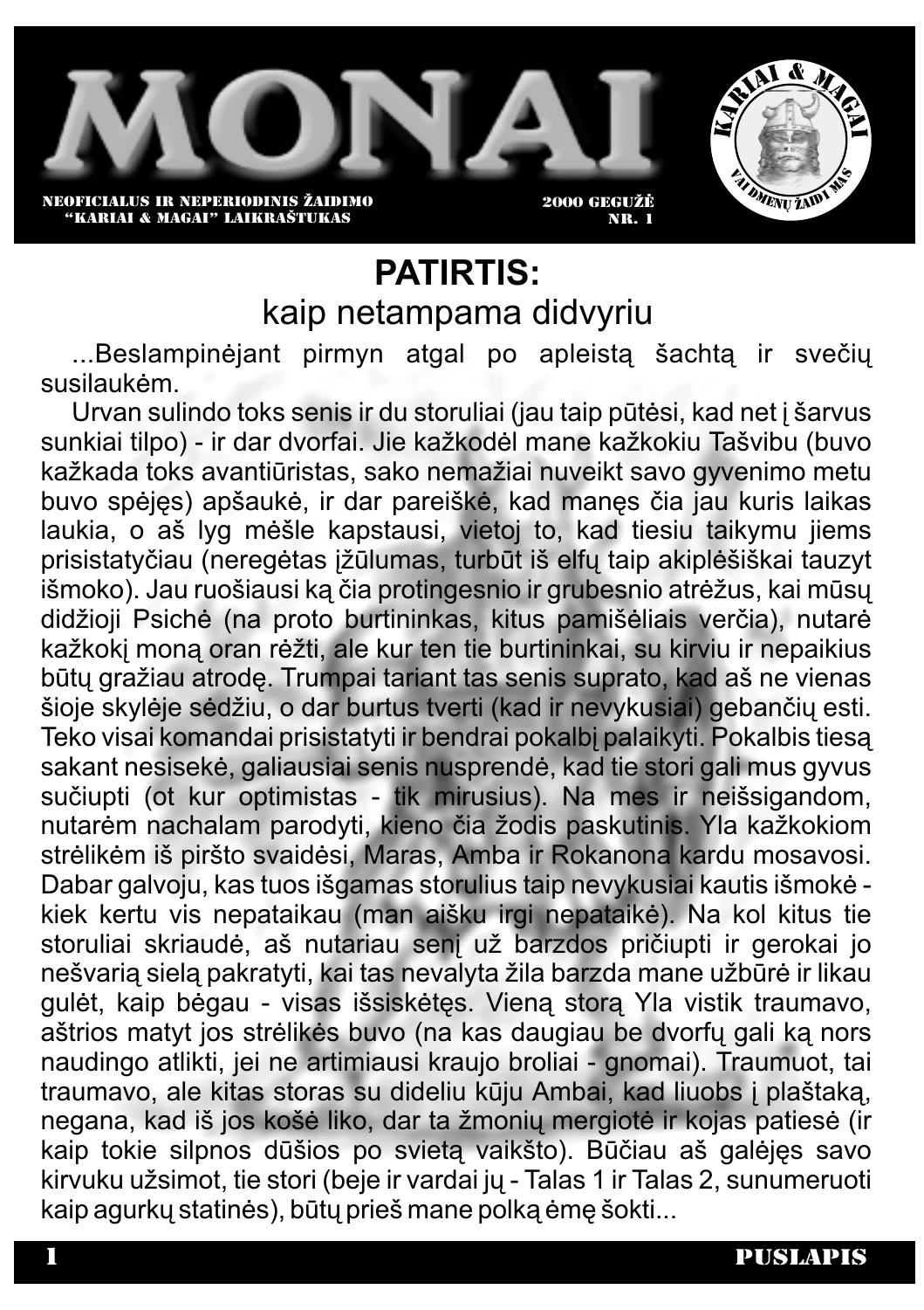 „Monai“ · 01 – pirmasis puslapis