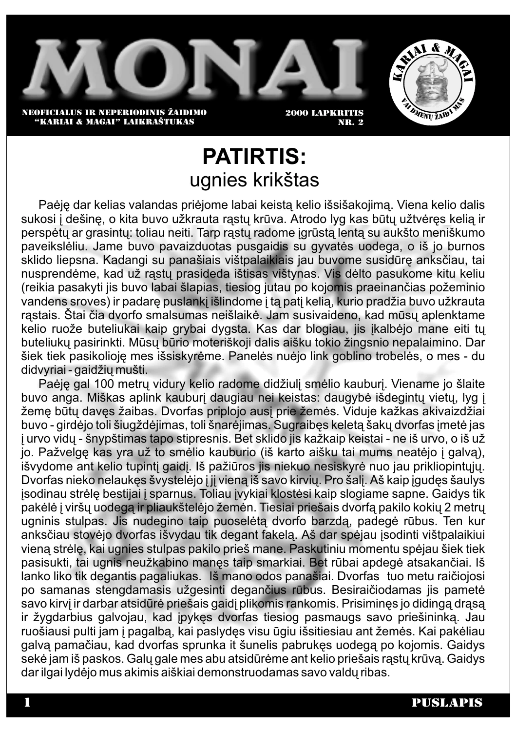 „Monai“ · 02 – pirmasis puslapis