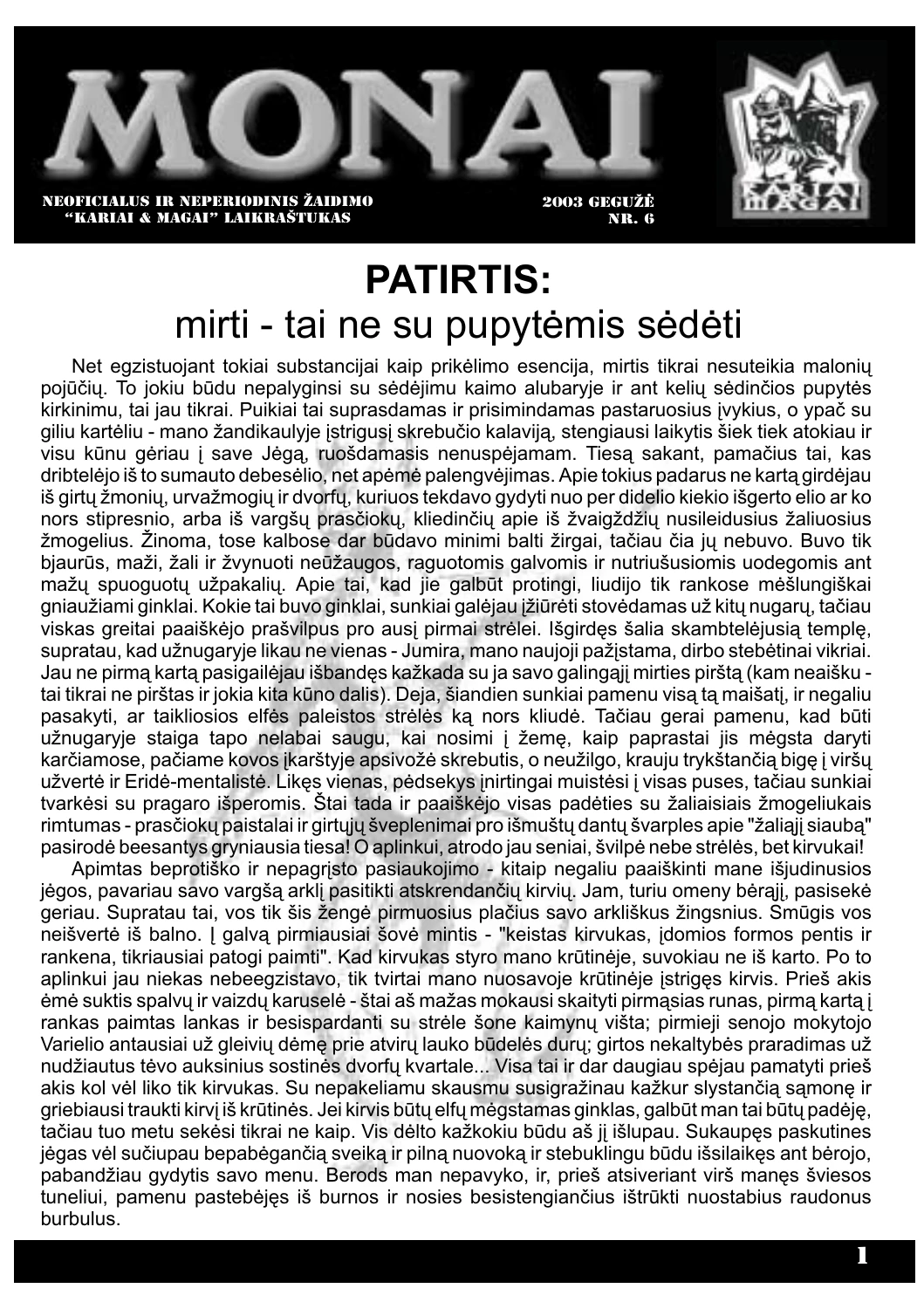 „Monai“ · 06 – pirmasis puslapis