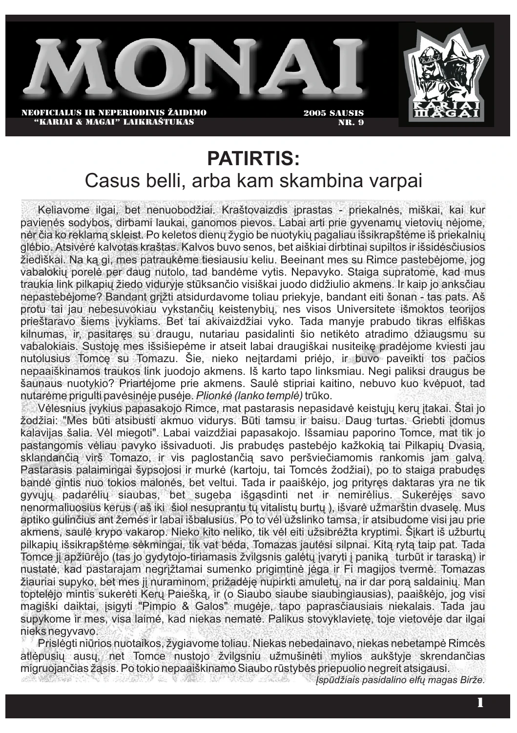 „Monai“ · 09 – pirmasis puslapis