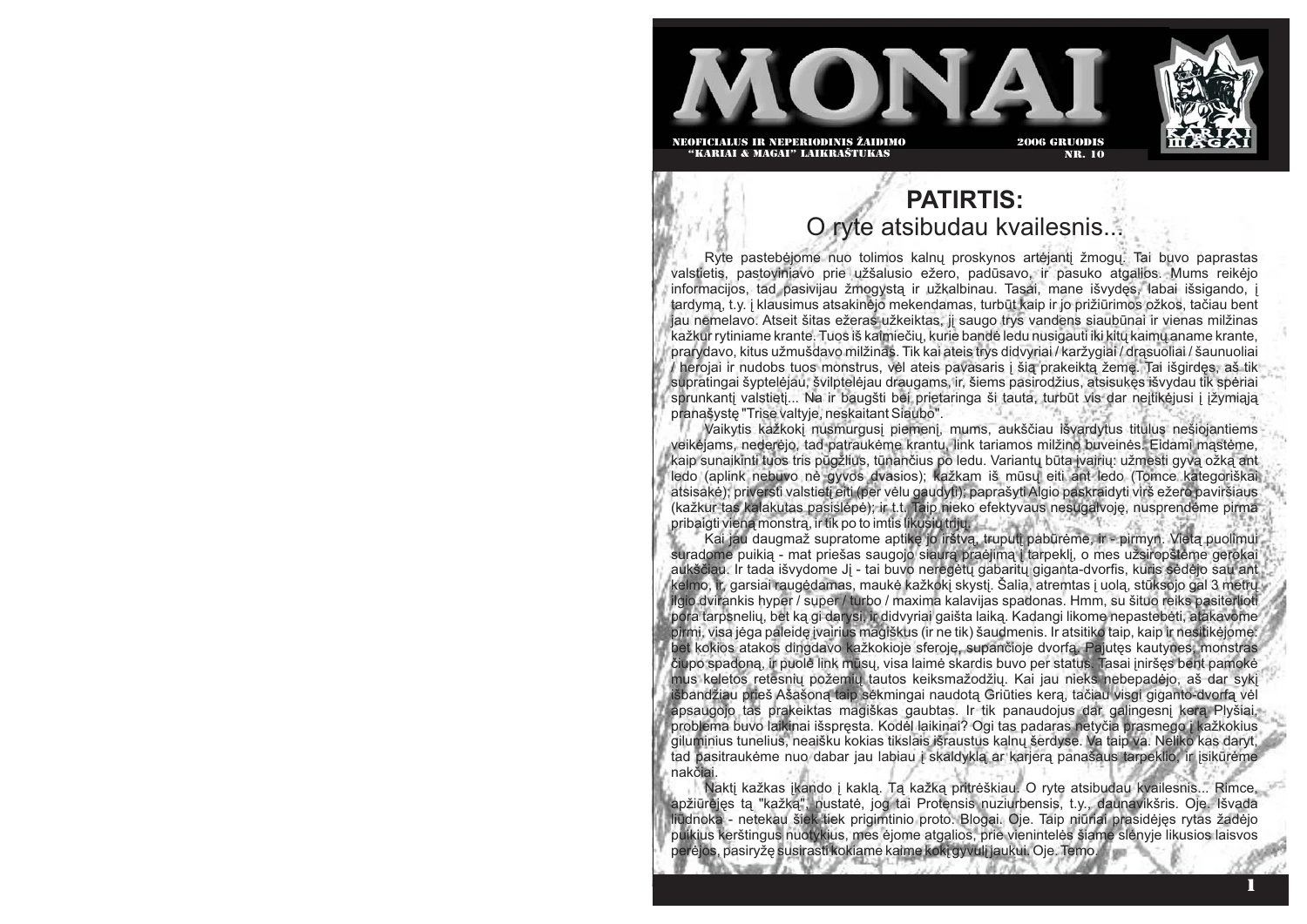 „Monai“ · 10 – pirmasis puslapis