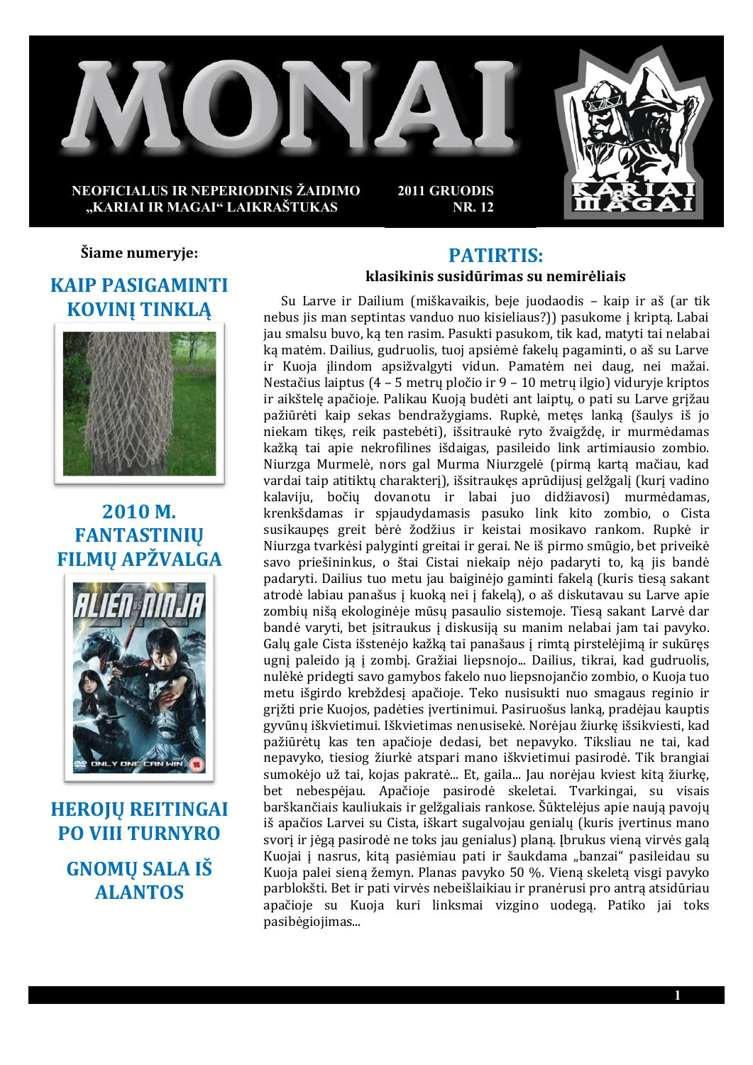 „Monai“ · 12 – pirmasis puslapis